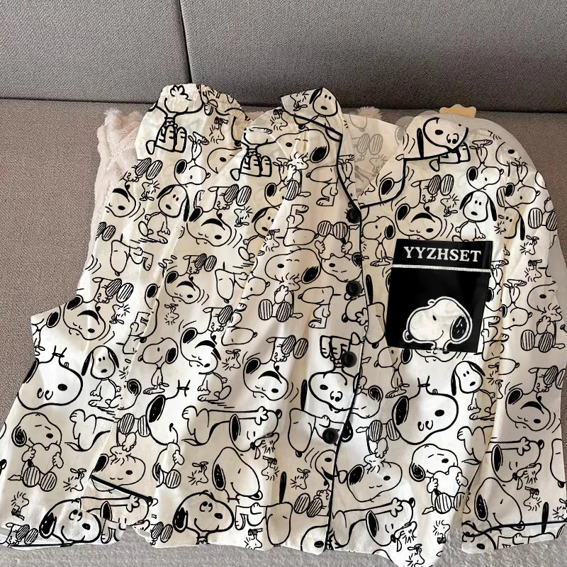 Unisex Snoopy Pajama Set - Long Sleeve & Pants Sleepwear for Men & Women