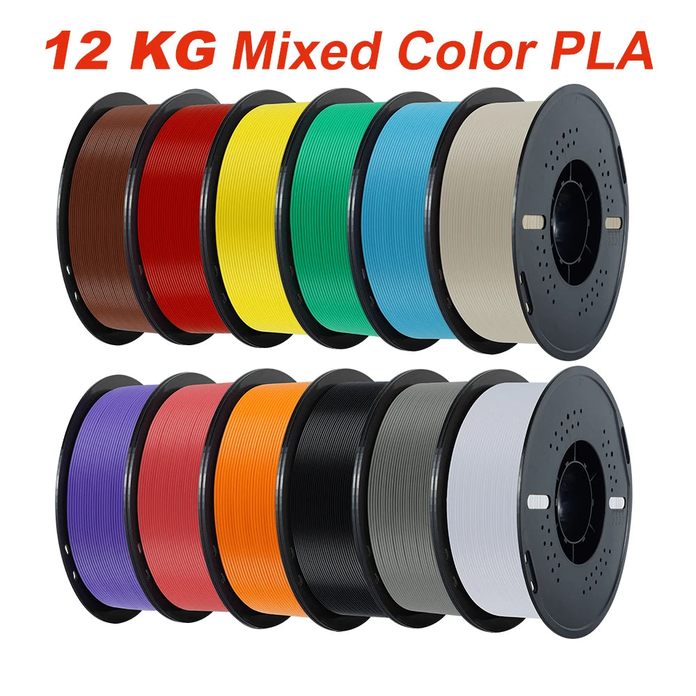 3D Printer Filament Set - 10 Rolls 1KG Eco-Friendly PLA PETG Assorted Colors