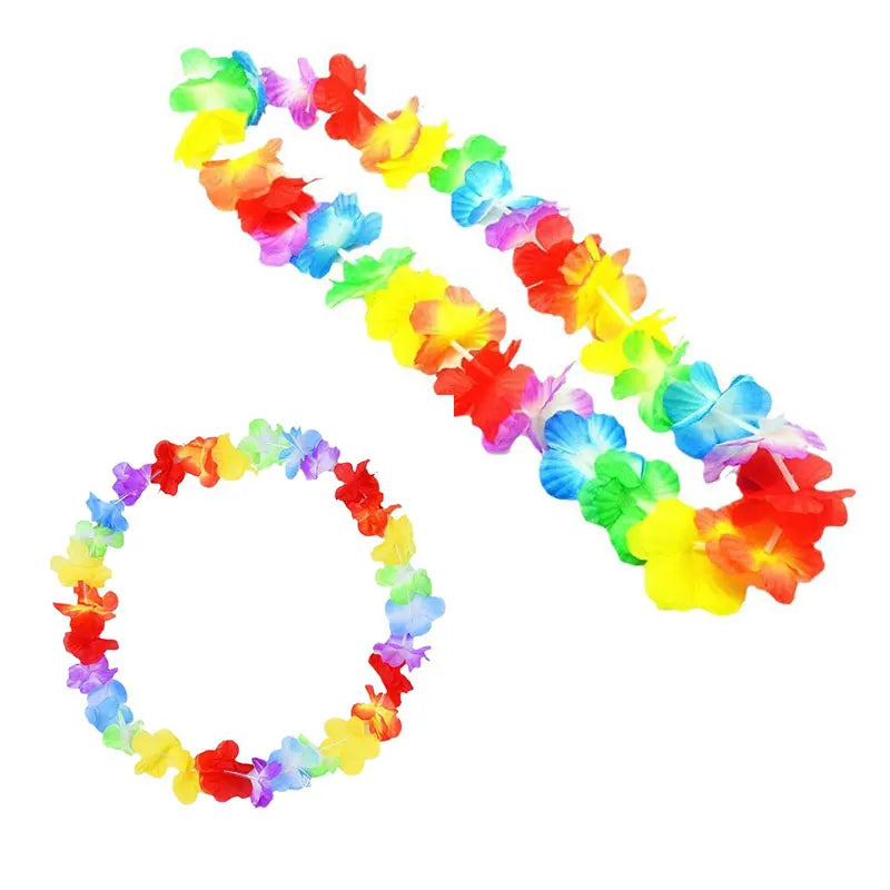 LED Hawaii Flower Leis Wreath Necklace - Glow in the Dark Party Accessory