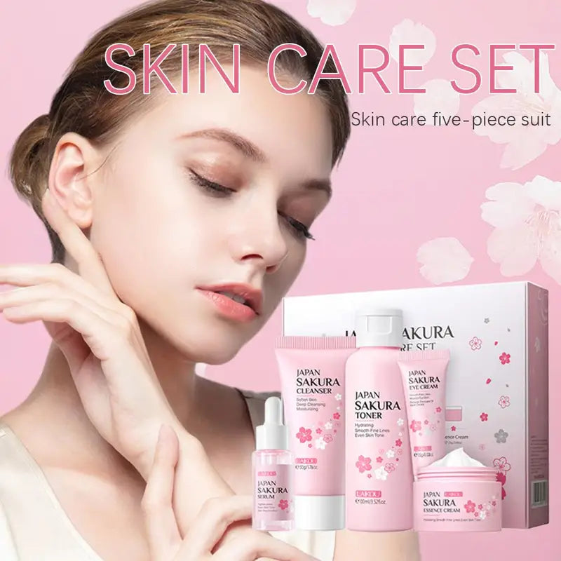 Facial Care Set with Cleanser, Toner, Serum, Eye Cream & Face Cream - Travel Size