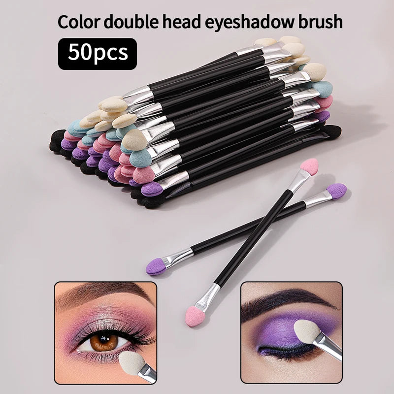 Professional Double-Head Eyeshadow Applicator Set - Mini Makeup Sponge & Brush