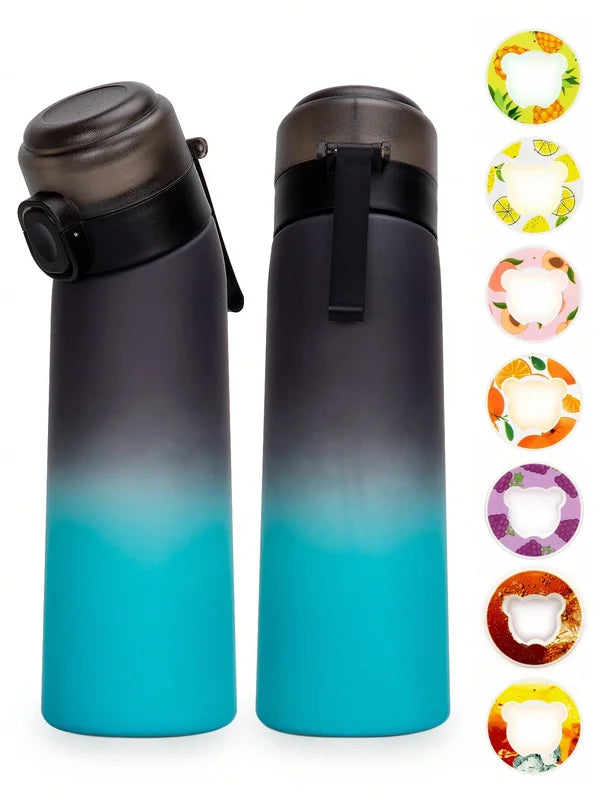 Gradient Reusable Water Bottle with Bear-Shaped Scented Pods 650ml Outdoor Drinkware