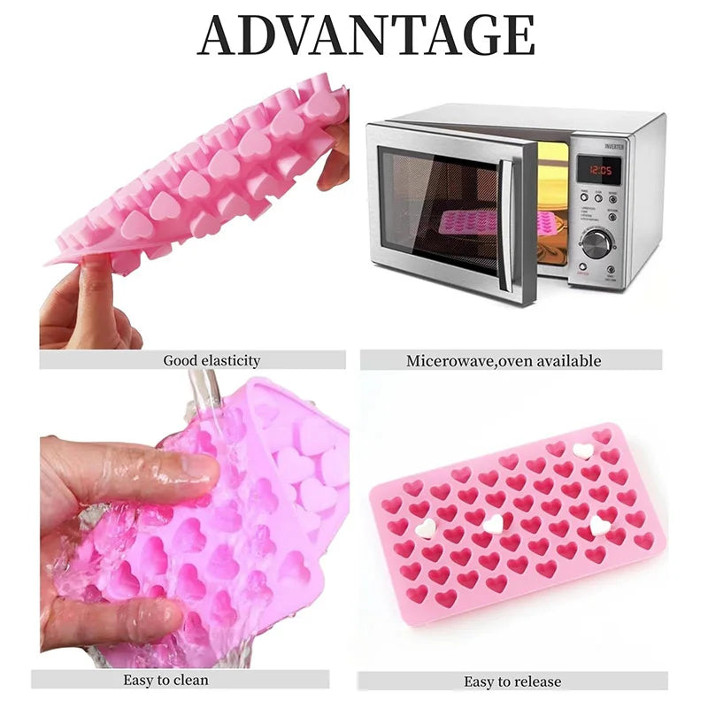 Heart Silicone Baking Mold Food Grade Non-Stick Reusable Candy Jelly Chocolate
