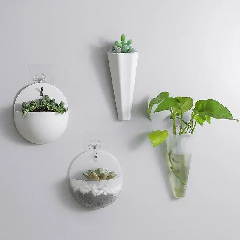 Wall Mounted Flower Planting Garden Pot - Indoor Home Decor Plastic Hanging Planter