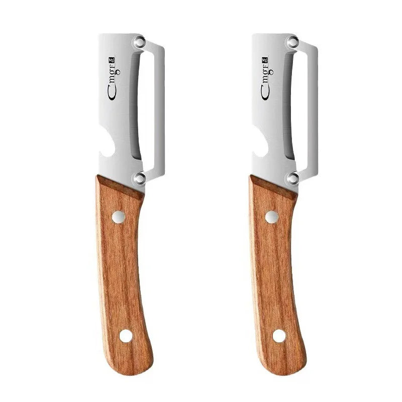 Stainless Steel Fruit and Vegetable Peeler with Wooden Handle - Durable Kitchen Tool