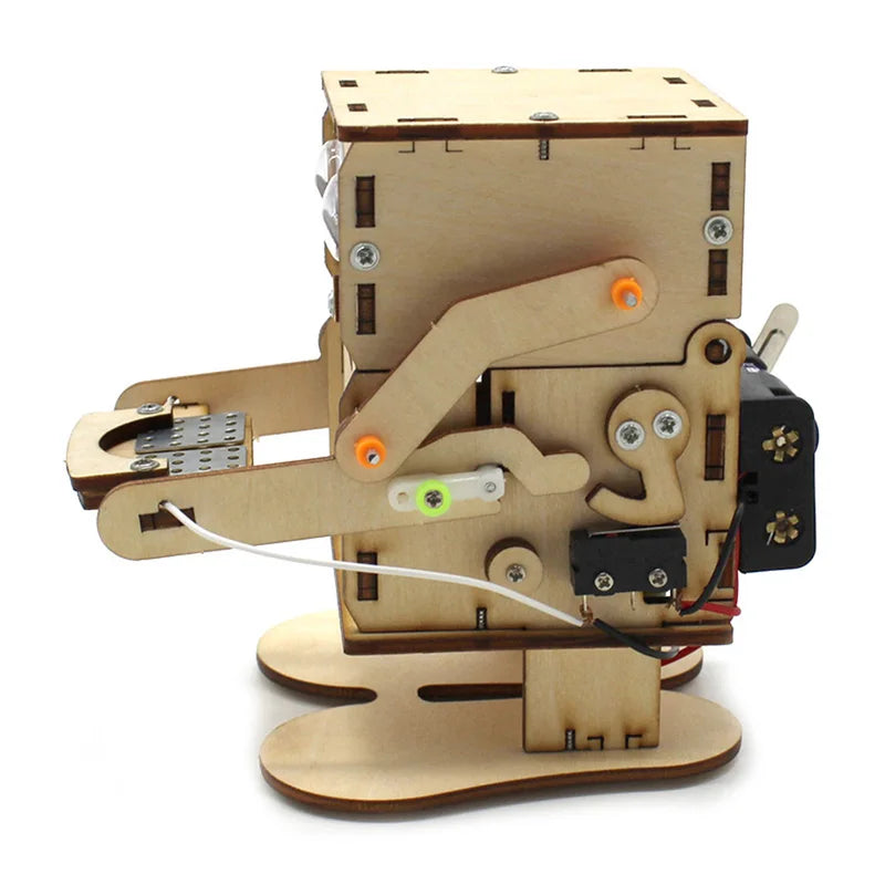 Wooden Robot Coin Eater DIY Kit STEM Educational Toy for Learning & Teaching