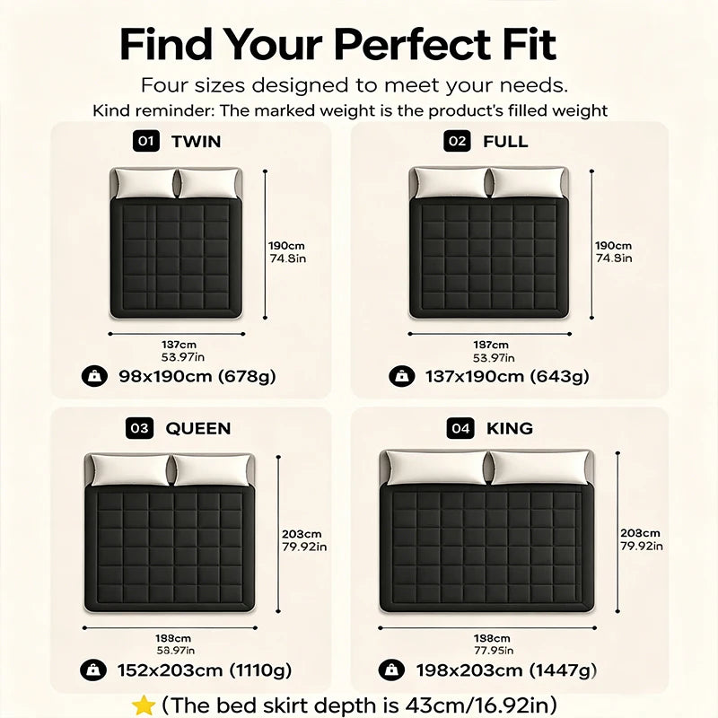 Dark Grey & White Mattress Topper Protector - 360GSM Comfort & Protection