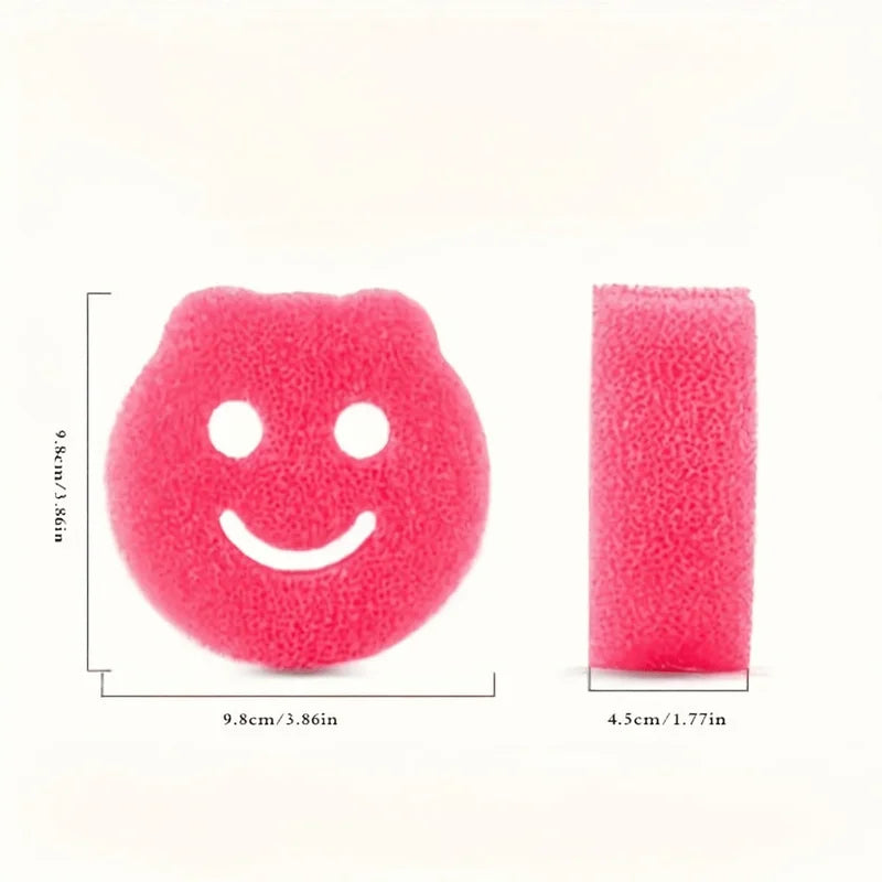 7PCS Colorful Smiley Face Temperature-Changing Cleaning Sponges for Kitchen Dishwashing