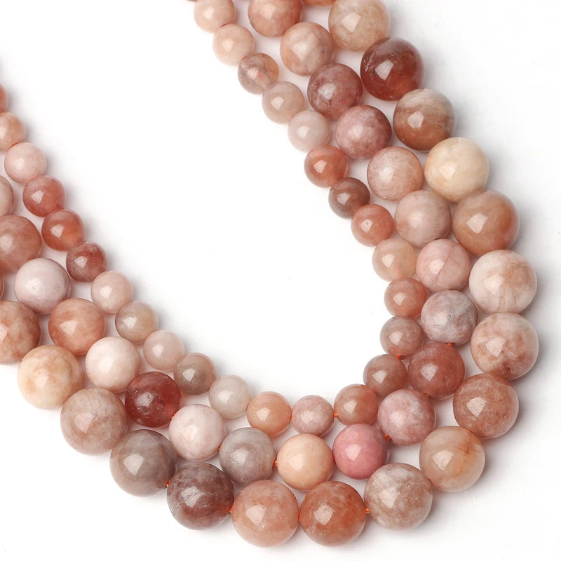 Natural Stone Sunstone Beads - 6/8/10mm Smooth Round Spacer Beads for Jewelry Making