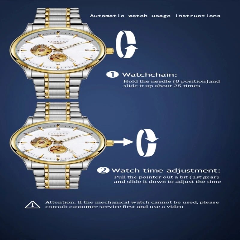 Men's Automatic Mechanical Watch Luxury Waterproof Skeleton Business Gift