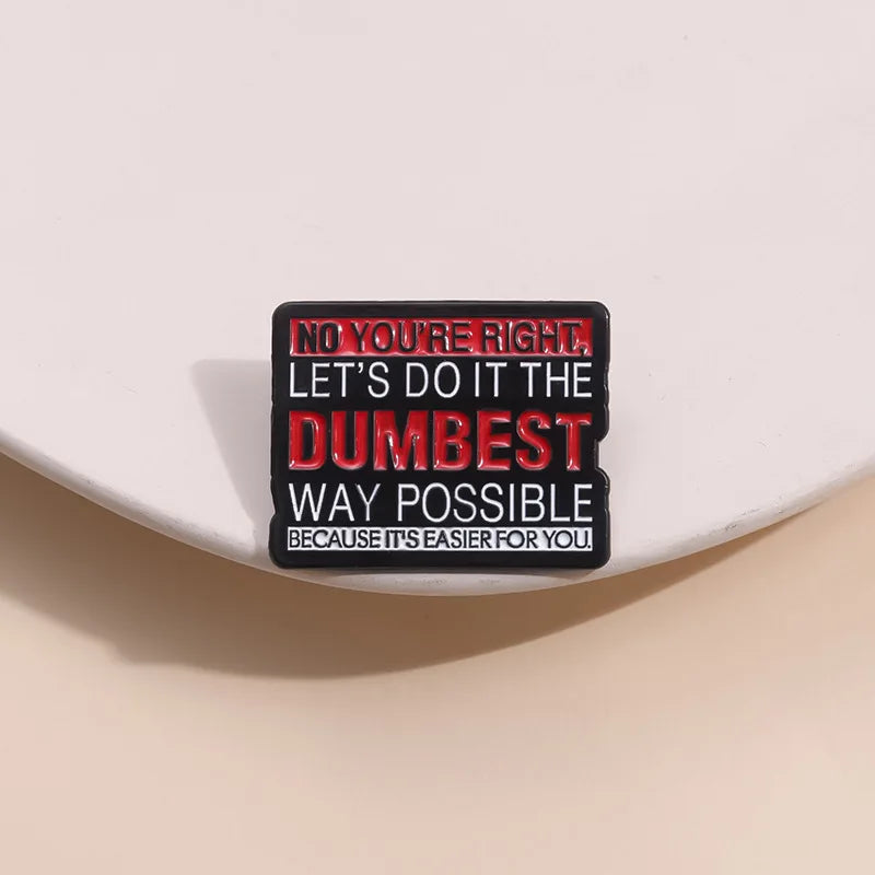 Geometric Humorous Phrase Enamel Pins Set - Custom Funny Quotes Metal Brooches for Bags & Clothing
