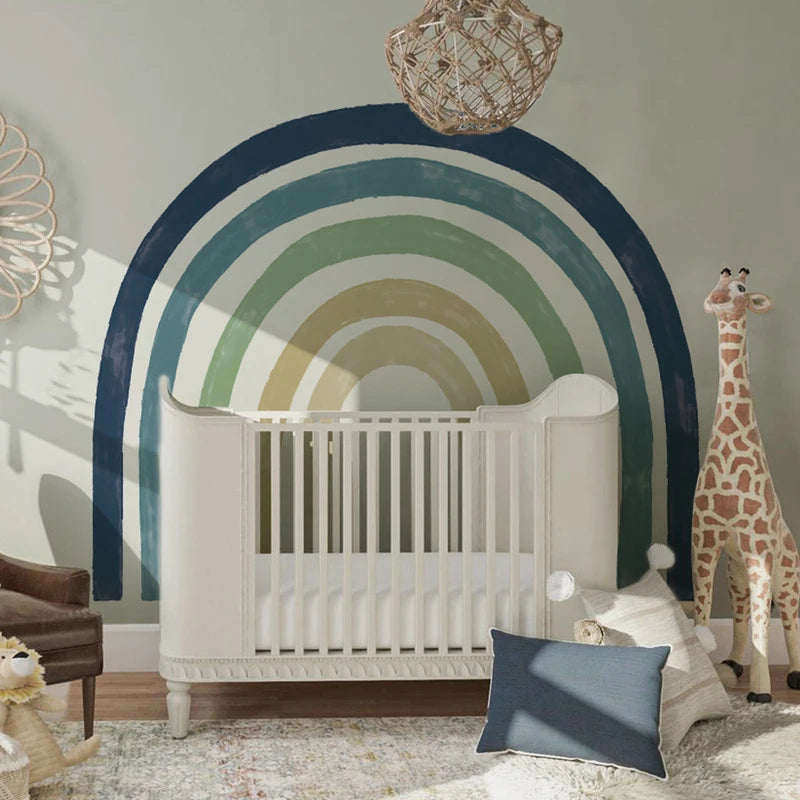 Large Watercolor Rainbow Wall Stickers Wallpaper for Nursery & Living Room