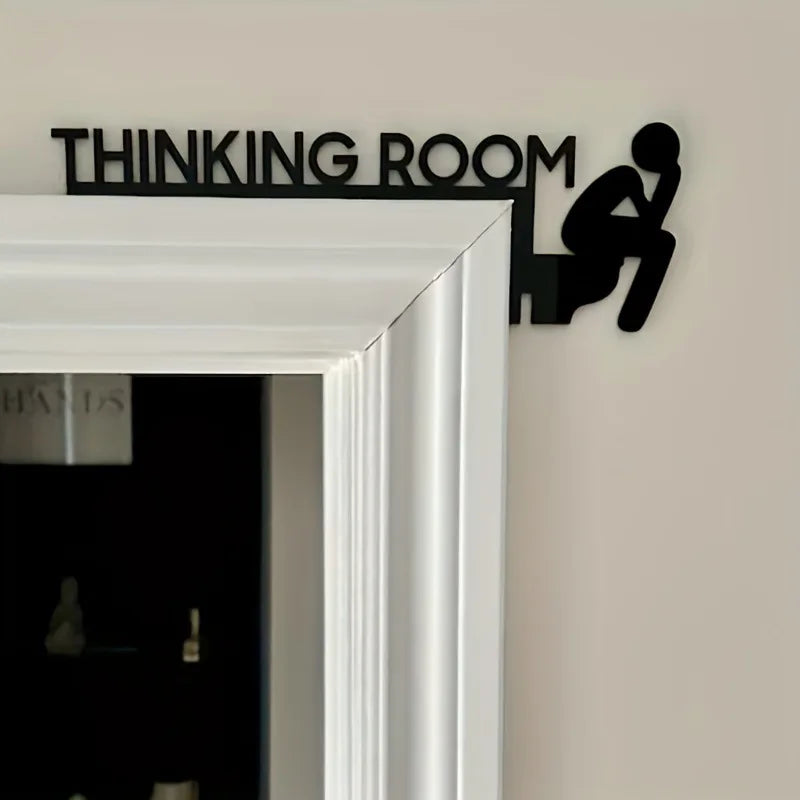 Funny Metal Bathroom Door Sign - Restroom Door Decoration Black Sign