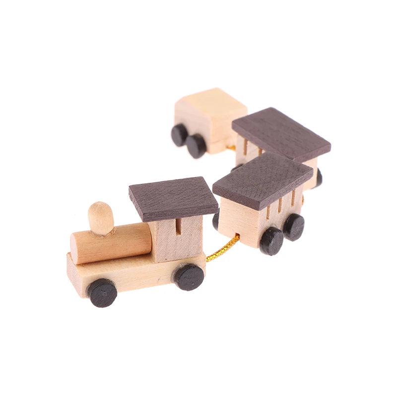 Dollhouse Miniature Wooden Train - DIY Doll House Decor Accessories, 1:12 Scale