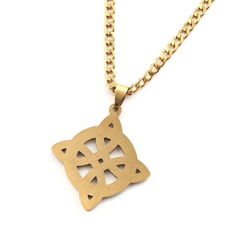 Witchcraft Knot Pendant Necklace for Men Women Stainless Steel Chain Jewelry