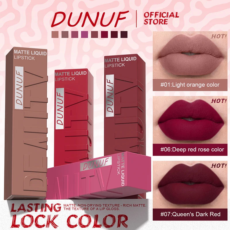 Waterproof Lip Gloss Lipstick - Easy Color, Sweat-Proof, Non-Stick to Cups, Y2K Fashion for Christmas