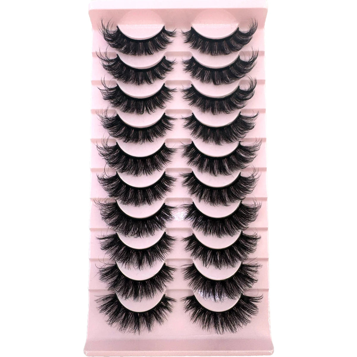 10 Pairs Fluffy Mink False Eyelashes - Natural Dramatic Look, Wispy & Long