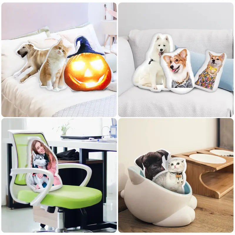 Personalized Dog & Cat Photo Pillow - Custom Pet Face Plush Gift