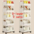 Multi-Functional Plastic Rolling Utility Cart with Wheels for Kitchen Bathroom Living Room Office