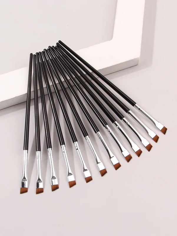 12pcs Fine Eyeliner Brush Set - Super Soft Multi-Purpose Makeup Tools