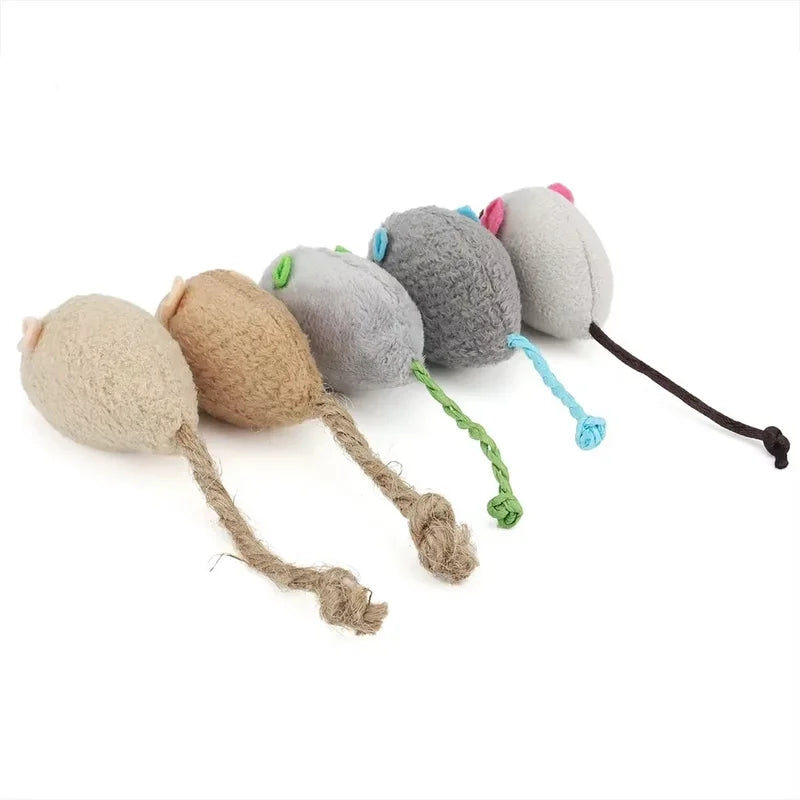 Interactive Catnip Mouse Toys Pack - Soft Plush Feline Playthings for Indoor Cats