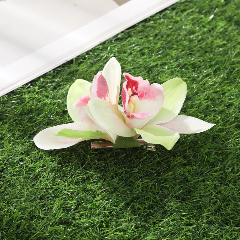 Bohemian Orchid Flower Hair Clips for Women - Bridal, Beach & Holiday Accessories
