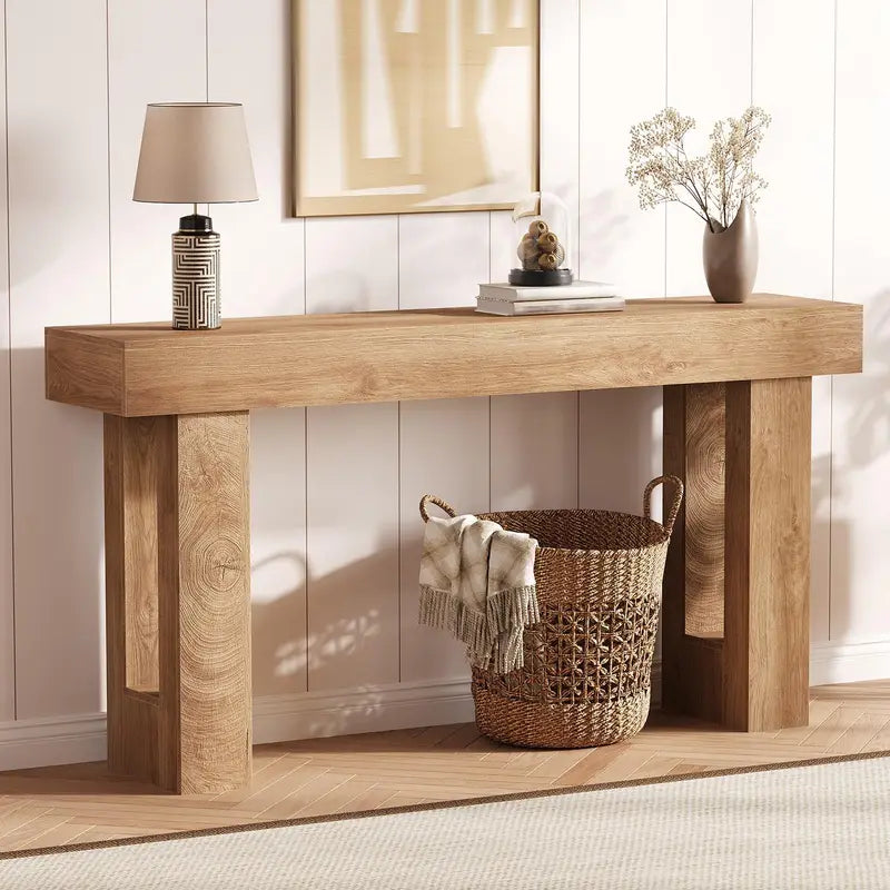 63-Inch Farmhouse Narrow Console Table for Entryway & Hallway