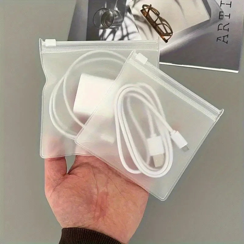 Clear Storage Bags with Air Holes - Organization for Chargers and Small Items, Transparent Rectangular Design