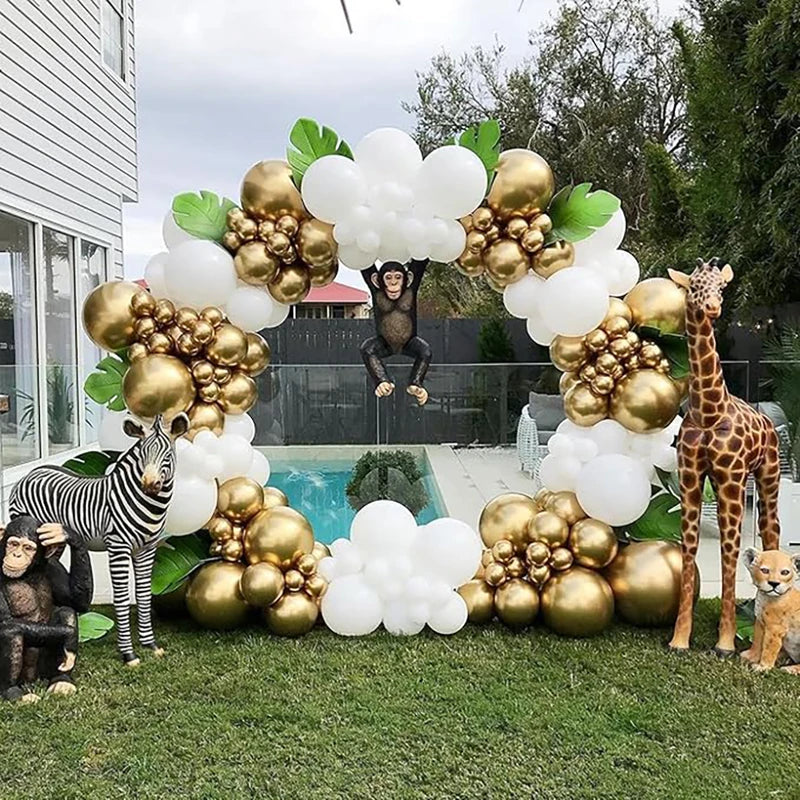 Metallic Gold & White Balloons Garland Kit for 30th Birthday Wedding Graduation
