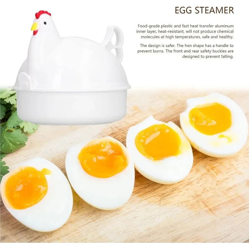 Microwave Chicken Shaped Egg Cooker for 4 Eggs - Aluminum Alloy Steamer Kitchen Gadget