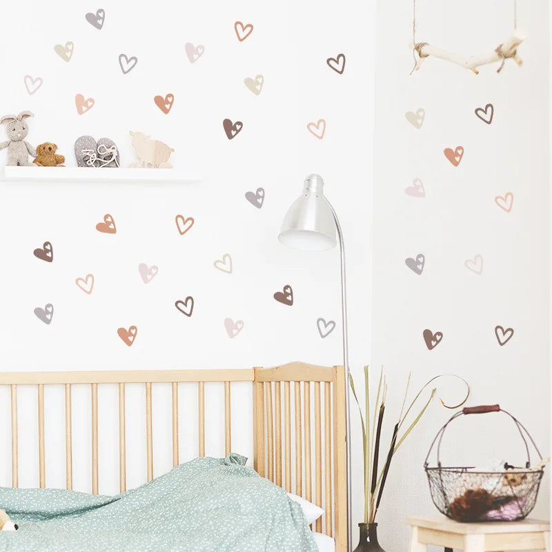 36-Pack Bohemian Heart Wall Stickers for Nursery & Kids Room Decor