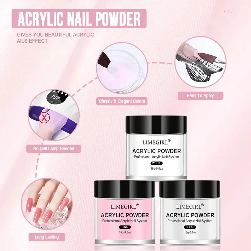 Acrylic Nail Powder & Liquid Monomer Kit for Manicure & Nail Art