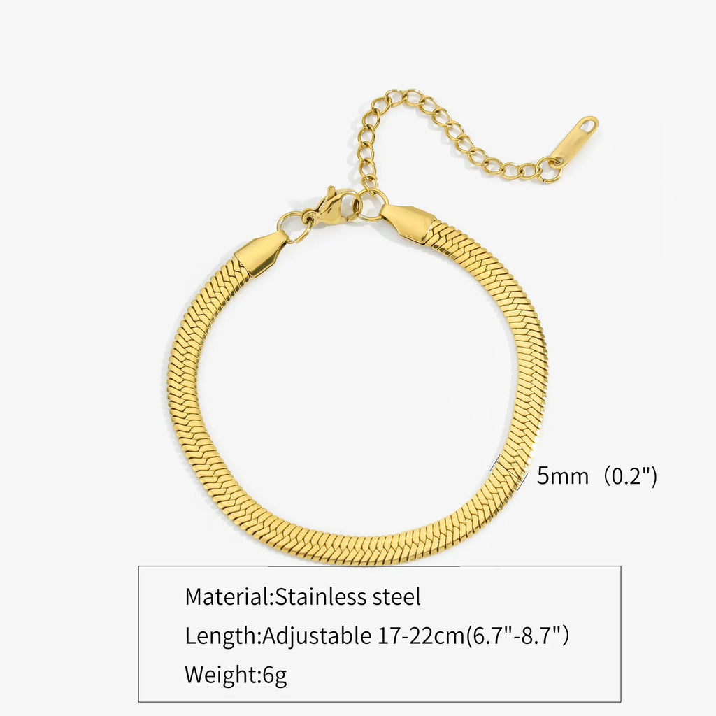 Stainless Steel Snake Chain Bracelet for Women Men Gold Color Jewelry Gift