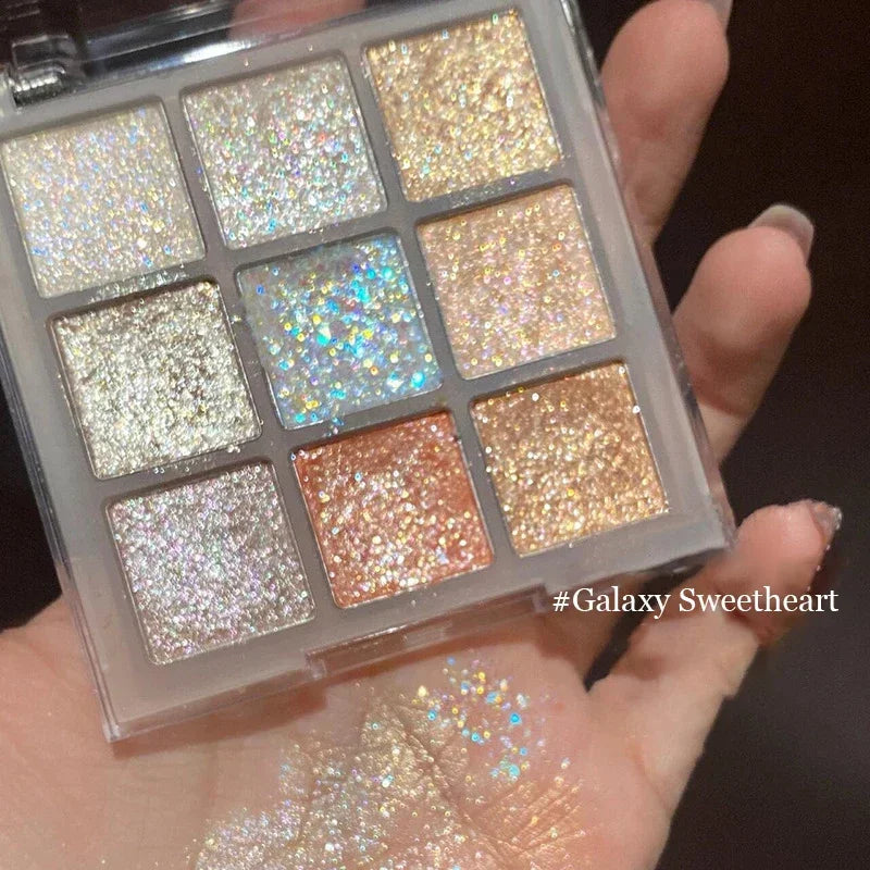 9-Color Glitter Eyeshadow Palette - Earth Tones, Pearlescent & Shimmer