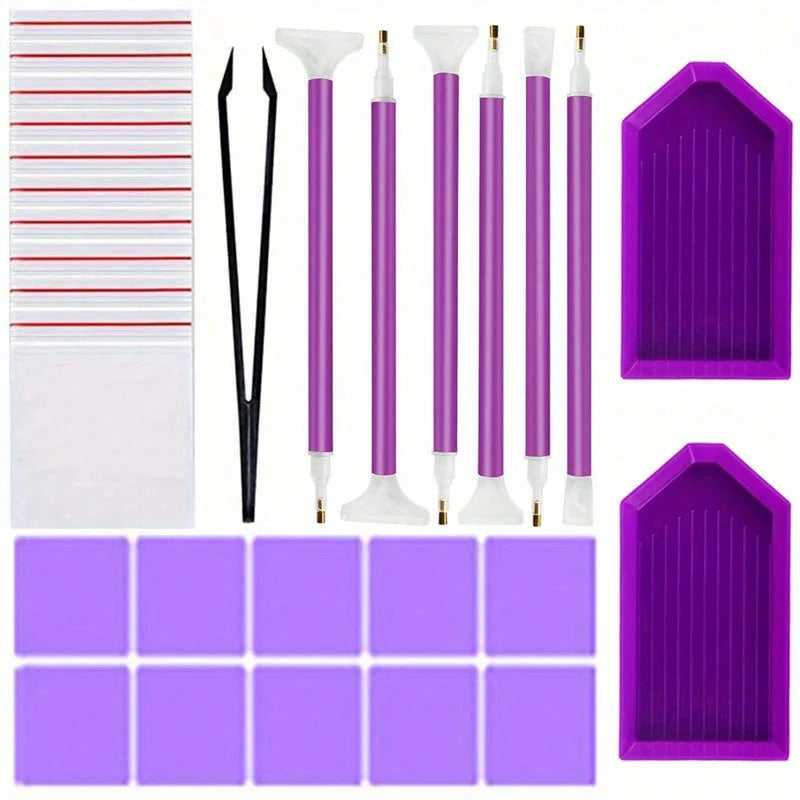 Diamond Painting Kit 29 Pieces DIY 5D Craft Accessories Set with Pens & Tweezers