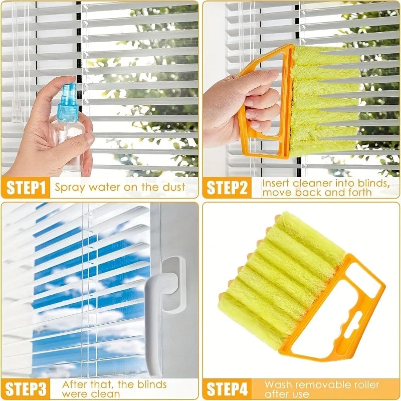 Portable Microfiber Window Cleaner for Blinds Dust Removal - Bedroom Use