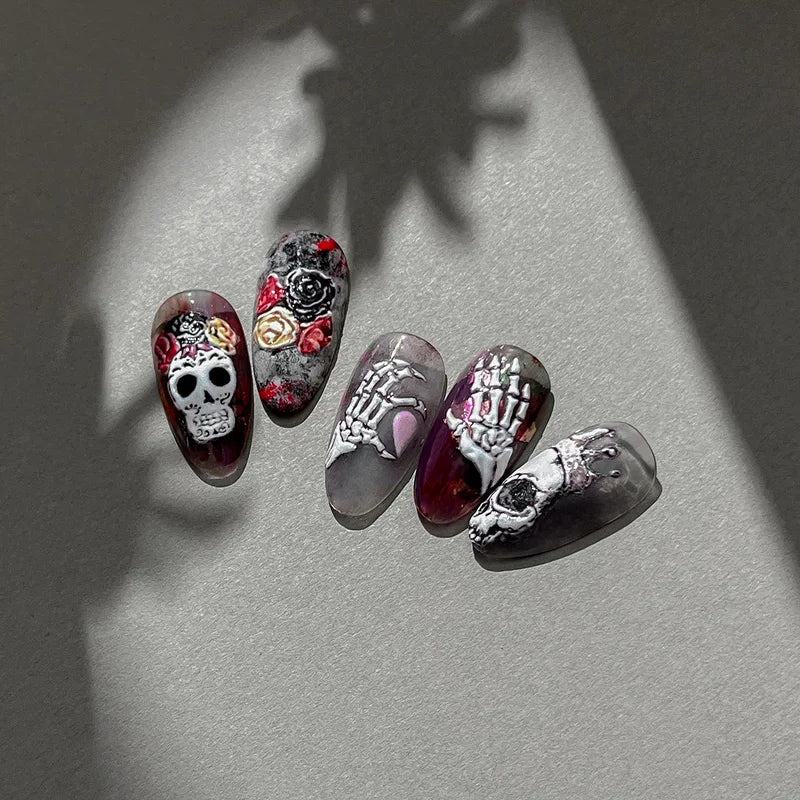 Halloween Skeleton Nail Art Stickers - Dark Evil Style Decorative Manicure Decals