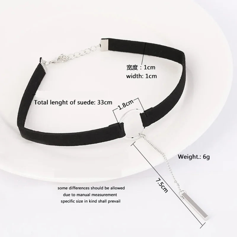 Dainty Velvet Choker Necklace for Women - Boho Circle Pendant Jewelry