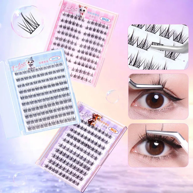 Large Capacity Self-Adhesive False Eyelashes - 10 Rows, 10-12MM C-Curl Natural Look