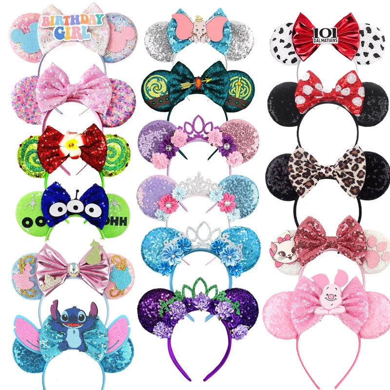 Christmas Halloween Mouse Ears Headband with Sequin Bows - Cosplay Costume for Women