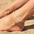 Dainty Adjustable Layered Ankle Bracelet Set for Women - Beach Jewelry