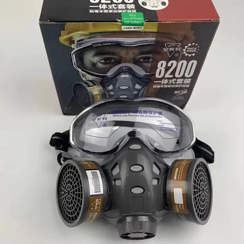 Full Face Gas Mask Respirator with Safety Glasses for Dust Gas Chemical Protection
