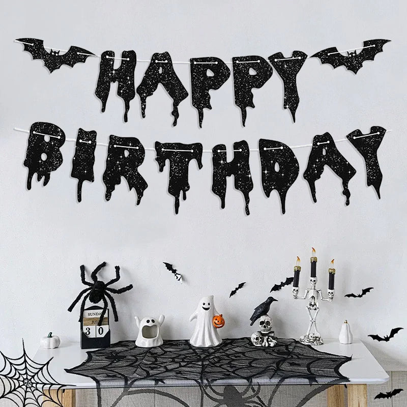 Halloween Paper Banner Hanging Garland Party Decorations - Spooky Festive Props