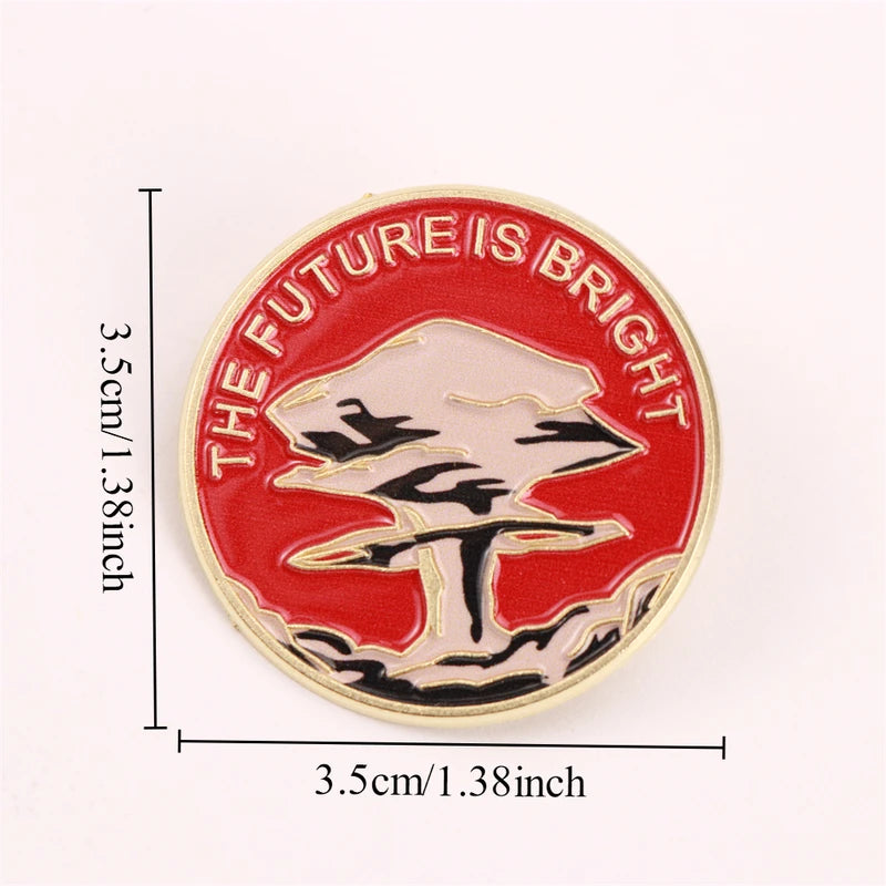 The Future Is Bright Enamel Pin - Red & Gold Zinc Alloy Brooch