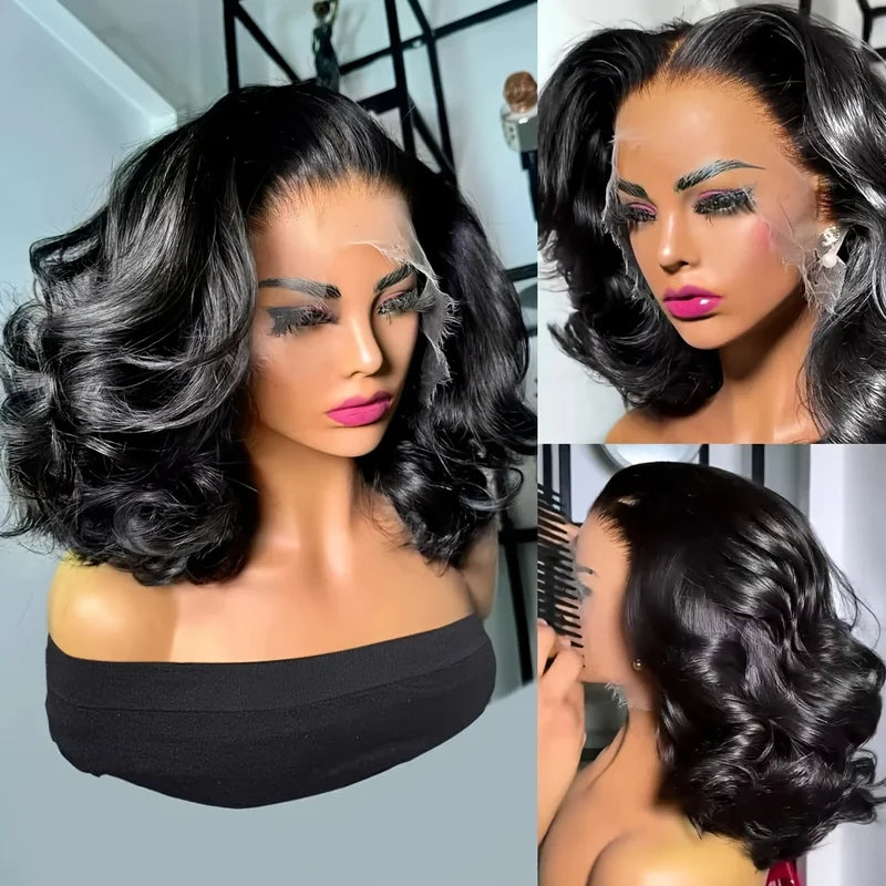 Raw Human Hair Wig with 13x6 HD Lace Frontal - Double Drawn Bouncy Wave