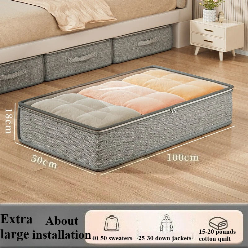 Large Under-Bed Storage Boxes - Stackable Clothes Organizer Bins for Bedroom
