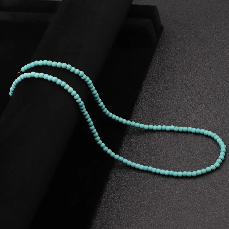 Men's Lava Bead Necklace with Healing 7 Colors Adjustable Short Collar