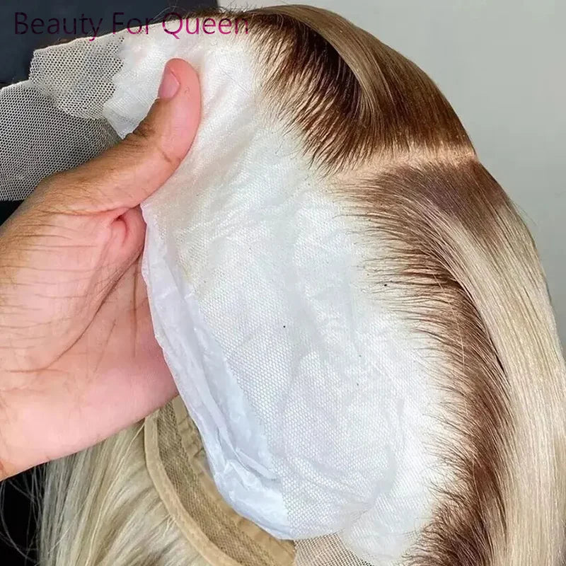 Ombre Blonde Short Bob Lace Front Human Hair Wig 180% Density for Women