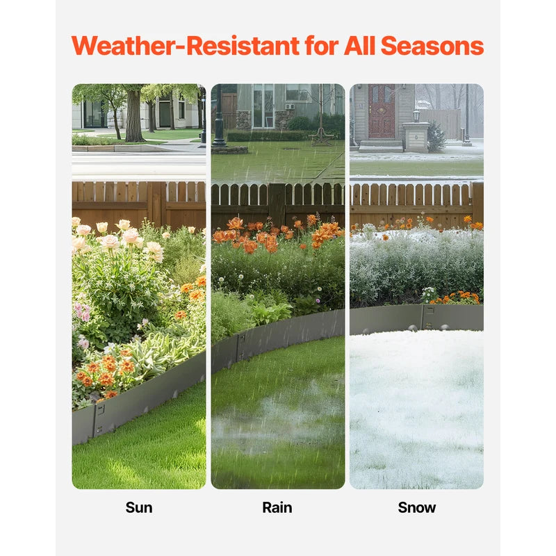 Metal Landscape Edging 5 Pieces Flexible Rust-Resistant Garden Border Heavy Duty