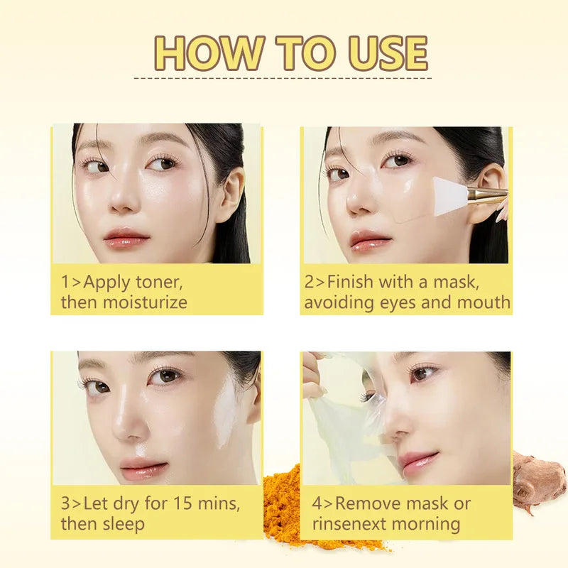 Korean Collagen Peel-Off Facial Mask with Turmeric & Vitamin C - Moisturizing Night Mask